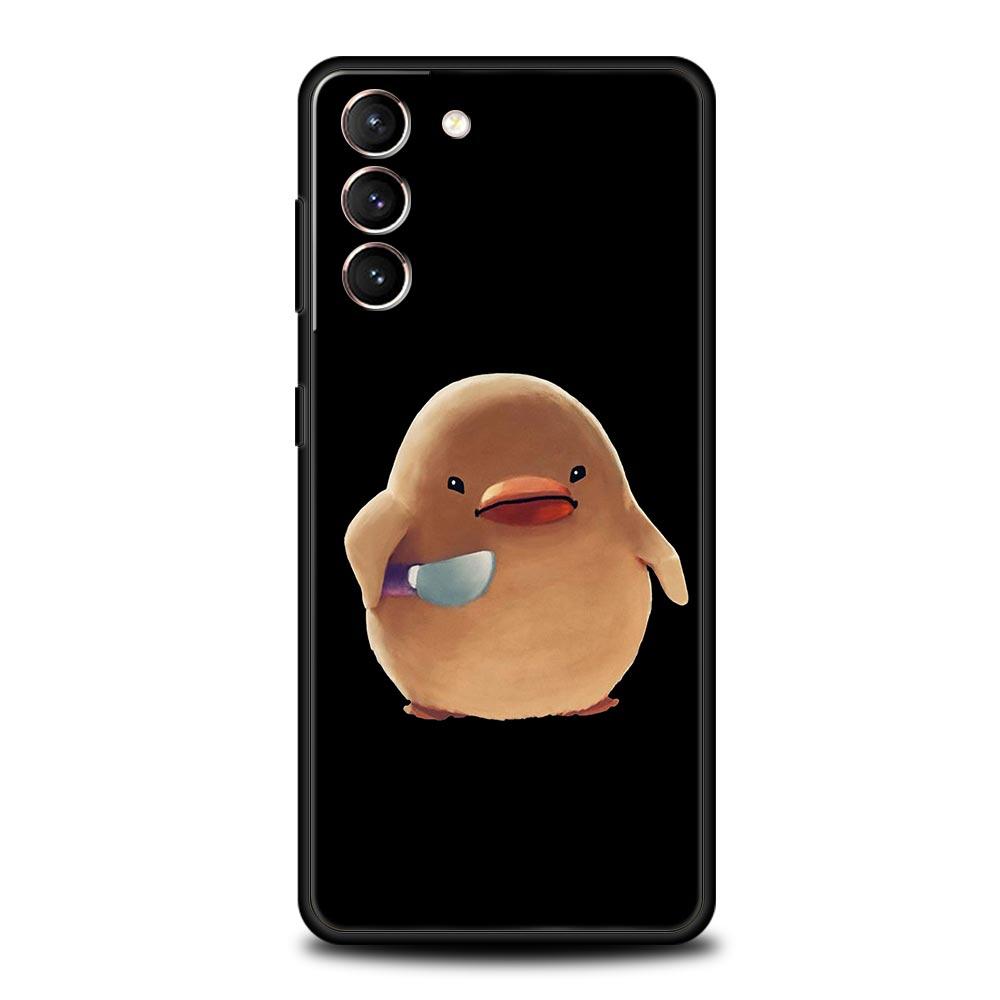 Cartoon Doubt Duck Phone Case For Samsung Galaxy S23 Ultra S22 S21 S20 FE 5G S10 S10E S9 S8 Plus Note 20 Silicone Cover Bumper