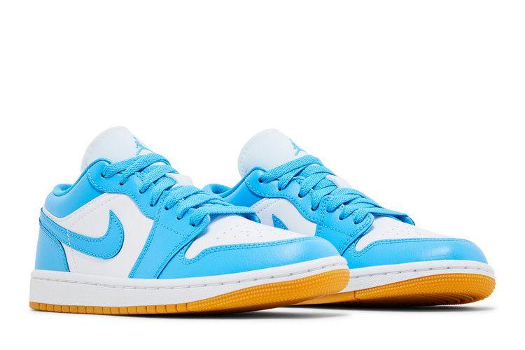 Women's Sneakers Nike Jordan 1 Low White Gum Light Brown Dark Powder Blue (Women's)