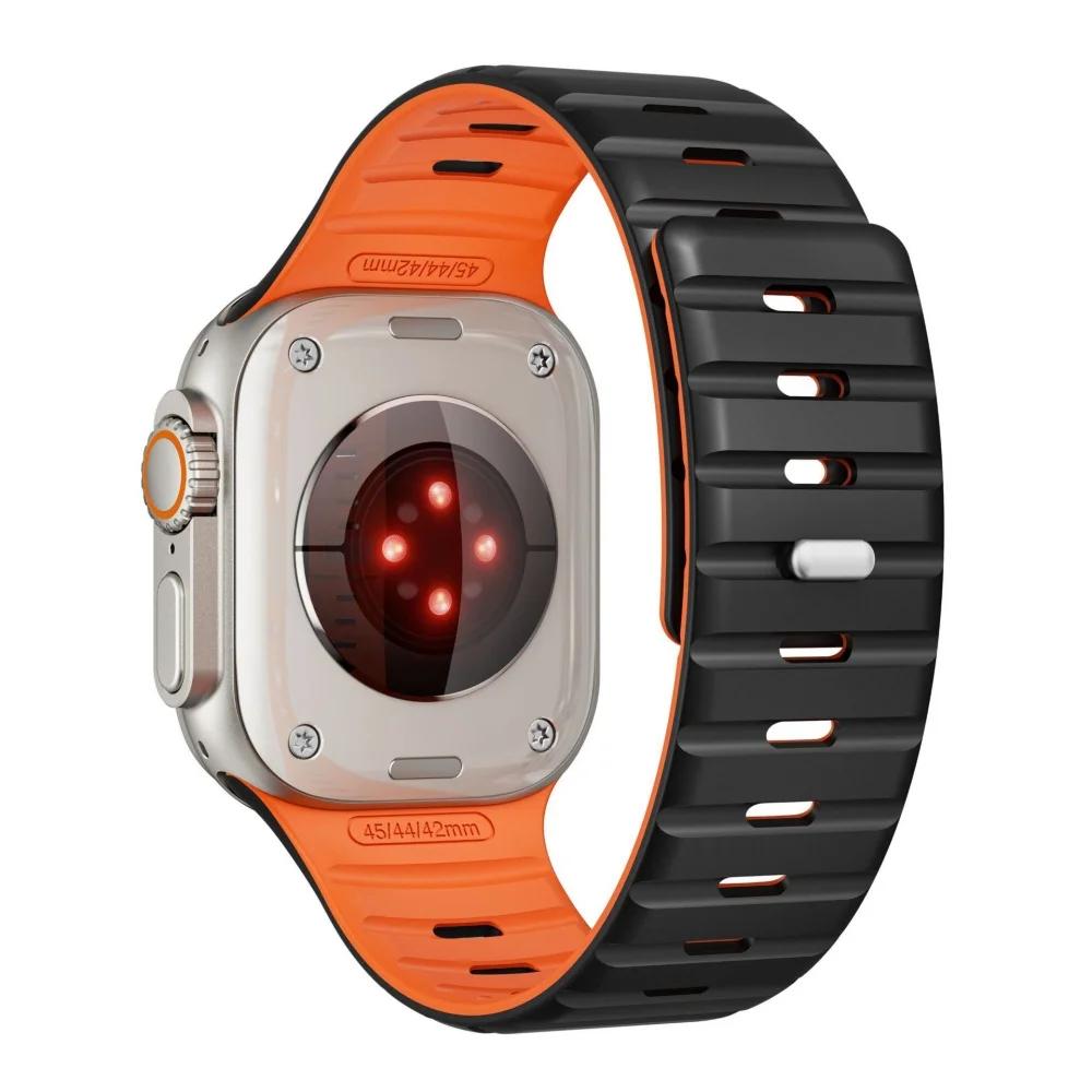 Силиконовый ремешок для Apple Watch Ultra 3/2/1 49мм 11 10 46мм 42мм Магнитный браслет IWatch 9 8 7 6 5 4 SE 45мм 41мм 44мм 40мм
