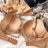 Sexy Women Underwear Set Cross Hollow Bra Fashion Rhinestones Cup Solid Color Push Up Brassiere Deep V Lingerie 2 Pieces Set