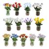 Glass Flower Bouquet with Vase Hand-Blown Mini Flower Decoration Home Living Room Handmade Simulation Floral Ornament with