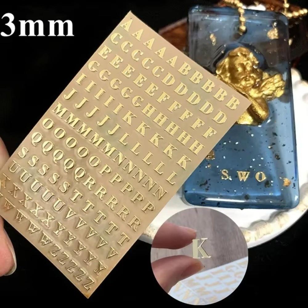 1PC Copper-Nickel Epoxy Filling Sticker 3mm Thickness Chunky Glitter Letters Resin Mold Decoration