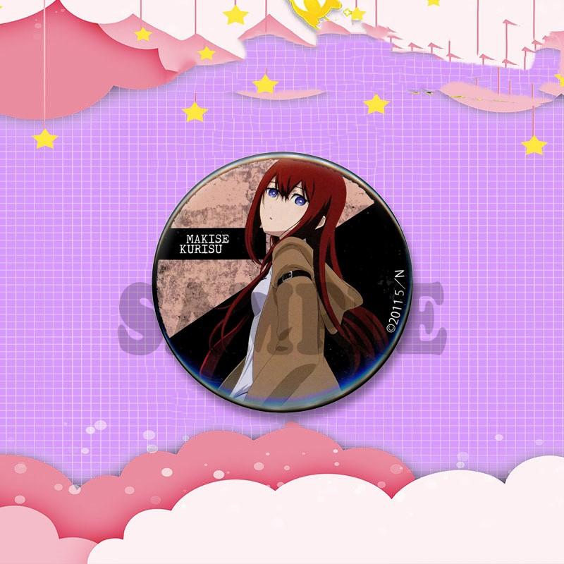 Kurisu Makise Mayuri Shiina Rintaro Okabe Cartoon Round Badge Anime Steins Gate Brooch Clothing Backpack Accessories Lapel Pins