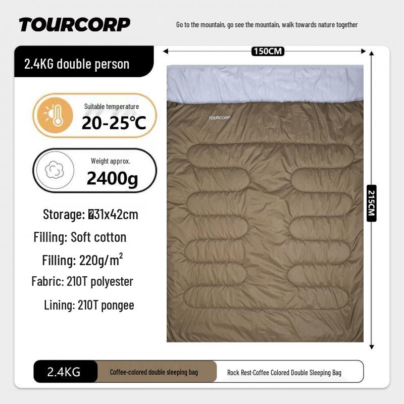 Double Adult Sleeping Bag: Portable, Thick Warm Quilt for Outdoor Camping, Autumn/Winter Use, Dual-Use Cold Protection