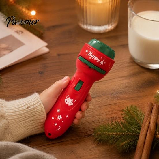 Xmas Projection Flashlight Kids Christmas Projector with 24/32 Patterns, LED Cartoon Torch, Handheld Lamp Educational Films, Boys Girls Holiday
