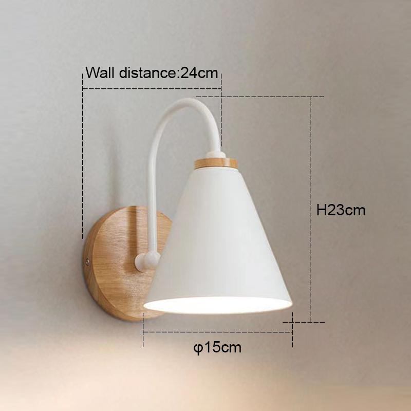 Nordic Wall Lamp Solid Wood Wall Lamps Bedroom Modern Bedside Light Creative Macaron Wall Lights Living Room Restaurant E27