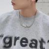 Lightning Square Necklace American Trendy Men's Boys Hip Hop Ruffian Titanium Steel Cuban Chain Collarbone