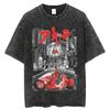 Vintage Wash T-shirt Do Old Japanese Anime Akira Street Y2k Short Sleeve Harajuku Polyester Neutral Top Fashion Round Neck T-shirt