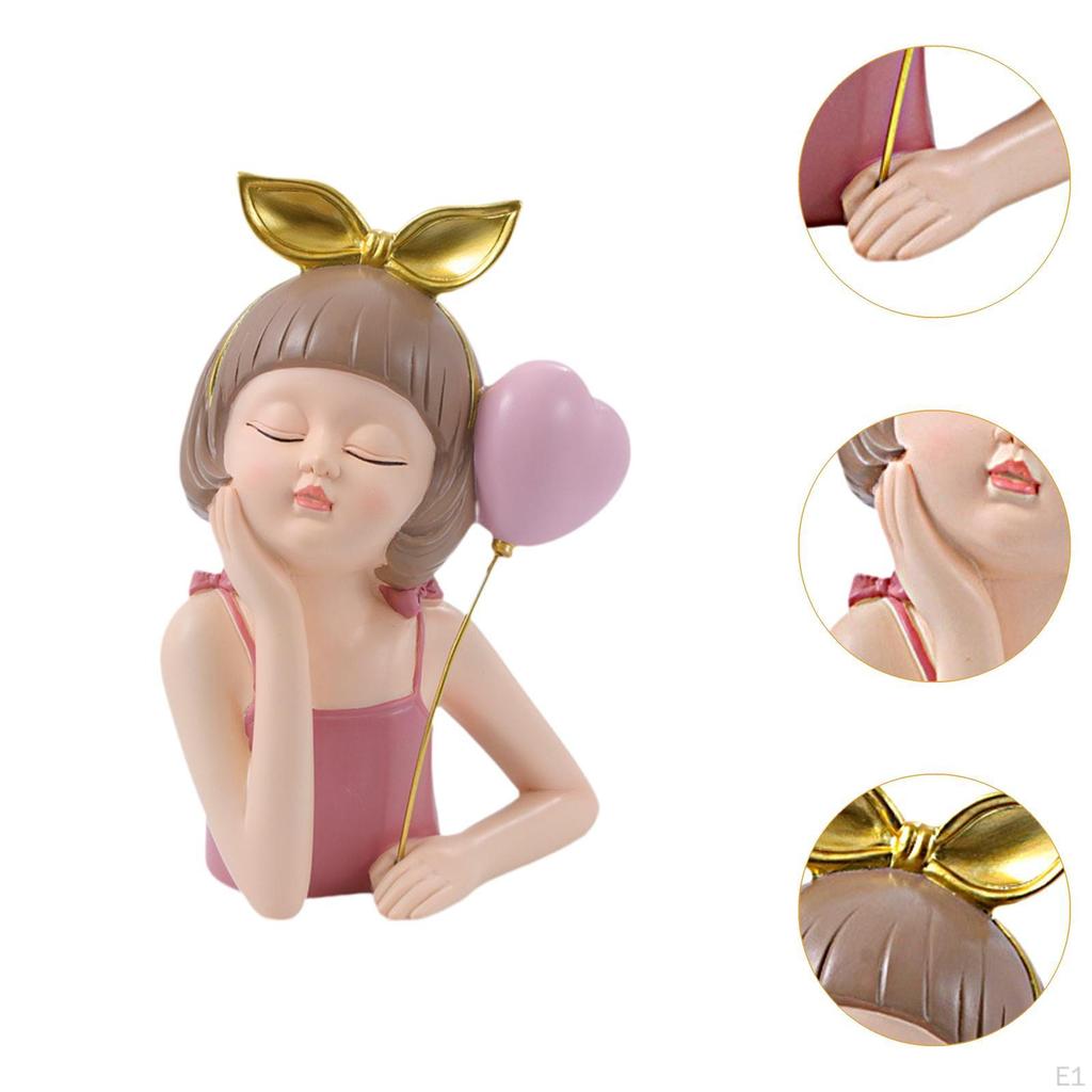 Cartoon Girl Figure Sculpture 6.3x4.72x9.84inch Collectible Tabletop Display for Shelf