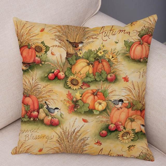 Color Watercolor Pumpkin Pillowcase Super Soft Polyester Decorative Plant Cactus Cushion Cover Suitable for Car Sofa Pillowcase