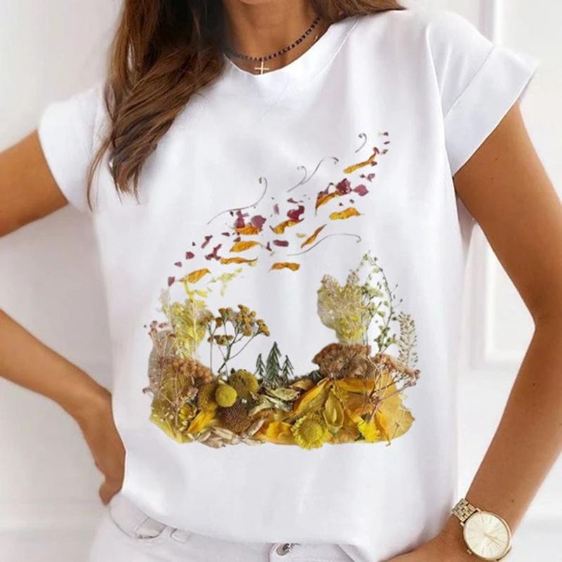 Summer Plus Size Women's Top with Letter Print Retro Pure Cotton Short Sleeved T-Shirts Women’s