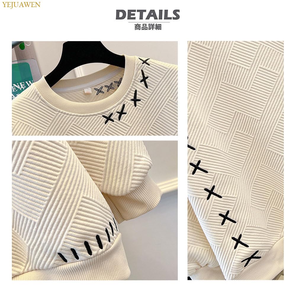 YEJUAWEN Long Round Plus Loose Korean Solid WEN034 Women's Sweatshirt, Sleeve, Neck, Pullover, Embroidered, Sizes, Fit, Style, Casual, Simple, Color,