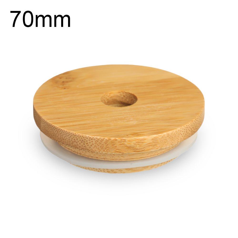 Storage Bottles Silicone Seal Ring Mason Jar Lid With Straw Hole Wide Mouth Cup Bamboo Wood Lids