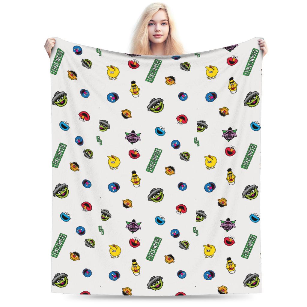 Cookie Monsters Cartoon Blanket Fleece Decoration Sesame Street SesameStreet Soft Throw Blanket for Sofa Car Plush Thin Quilt