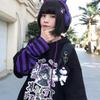 Аниме японская девушка поддельный бархатный свитер из двух предметов плюс студентка осень и зима новая милая милая полосатая свободная толстовка с капюшоном топ