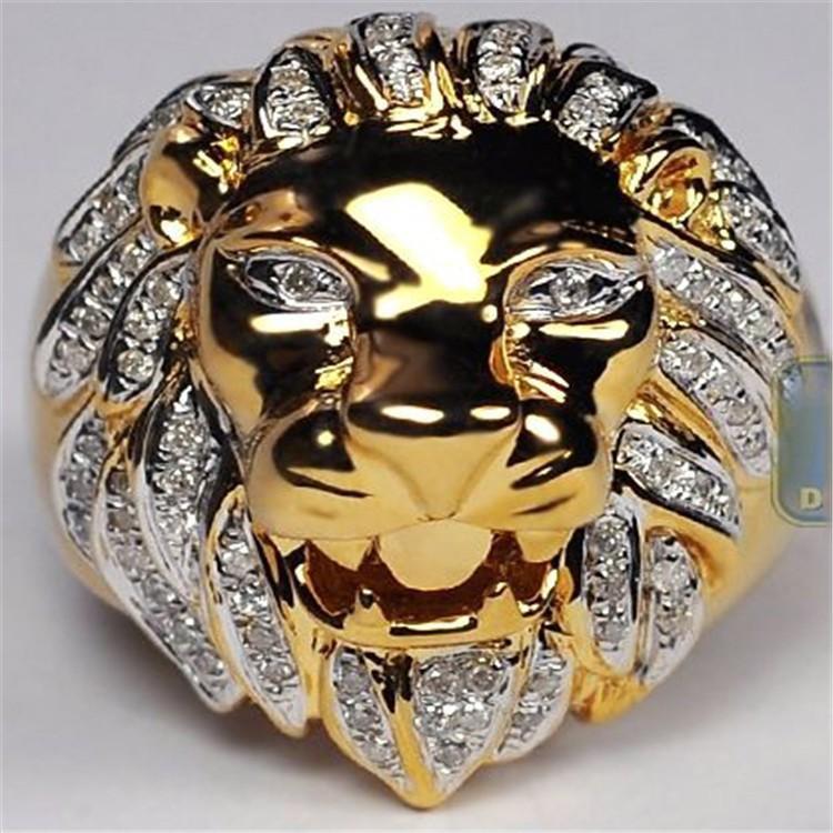 Новый Властный Стиль На Украшениях Золотое Кольцо с Головой Льва Кольцо