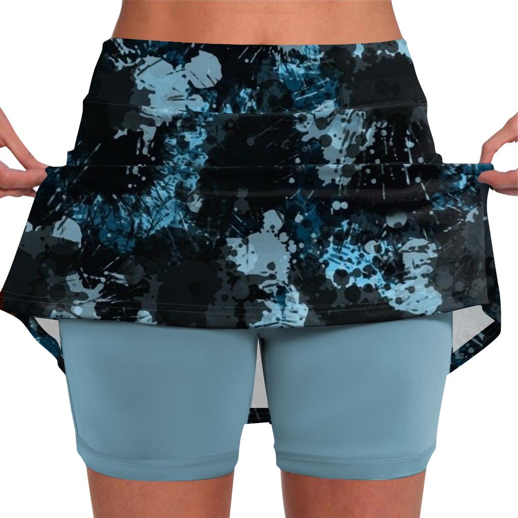 Женская юбка, эластичные брюки-кюлоты для йоги для женщин, спортивные шорты с принтом, легкие узкие однотонные бегуны с высокой талией