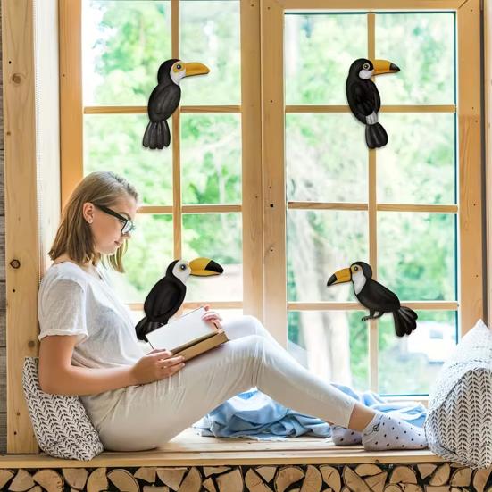 4 Pcs Wooden Bird Wall Art Vintage Toucan Wall Decor Rustic