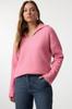 Women's Fashionable Stylish Sweater Pink Woolen Wide Fit Polo Neck Basic Knitwear Sweater