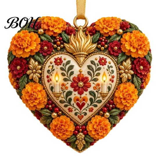 Outdoor Festive Decor Day of The Dead Ornament, Mexcian Flower Skeleton Hanging Decoration, Acrylic Dia Indoor Home Accents De Los Muertos Sugar Skull