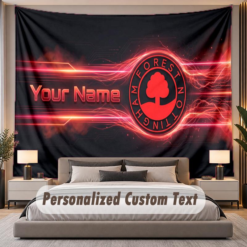 Custom Name Text Tapestry Nottingham Forest Personalized Polyester Wall Tapestry For Bedroom And Room