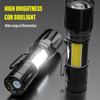 Powerful Mini LED Flashlight COB+XPE Zoom Torch Built In Battery USB Rechargeable Light Outdoor Portable Camping Emergency Lamp