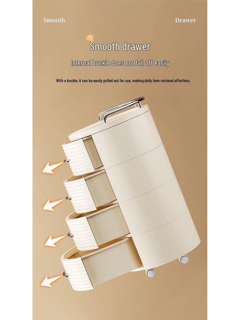 Круглый шкаф для хранения с полками и ящиками