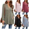 Women's Fashion Casual Long Sleeve Knit Solid Colour Side Split Loose Top With Pocket