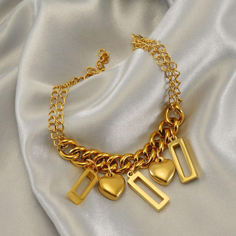 Модный браслет из нержавеющей стали, сочетание титановой стали и 18-каратного золота, геометрический дизайн Love Niche для женщин