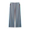 Womens Striped Knotted Crop Top Straight Leg Pants Set Casual Outfit Retro Chic Two Piece Ensemble