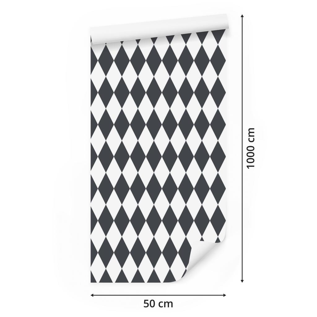 Harlequin Diamonds Wallpaper Gray, Light Gray and White 50x1000