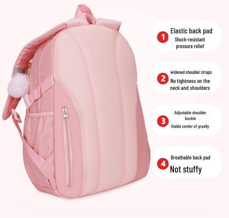 Легкий, водонепроницаемый рюкзак для девочек: Защита позвоночника, большой вместимости, для учеников начальной и средней школы, 3–6 классы.