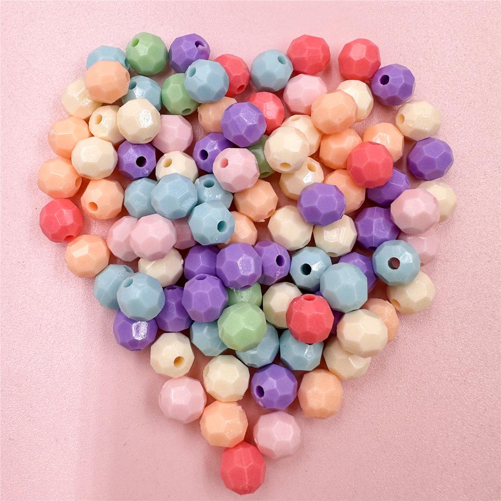 Браслет ручной работы в подарок 50 шт. в пакете Аксессуары-цепочки для мобильного телефона Акриловые 7,5*8 мм Многогранные Однотонные Детское ожерелье Круглые бусины