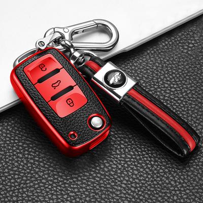Кожаный чехол для автомобильного ключа из ТПУ, чехол-держатель для ключей, брелок для Volkswagen VW Jetta Golf Passat Beetle Skoda Seat Polo B5, защита