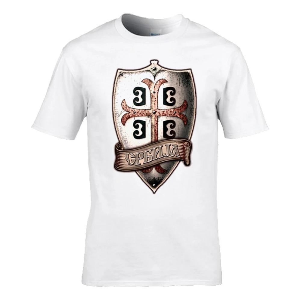 Serbian shield Coat of Arms T-Shirt Short Sleeve Casaul 100% Cotton Shirt