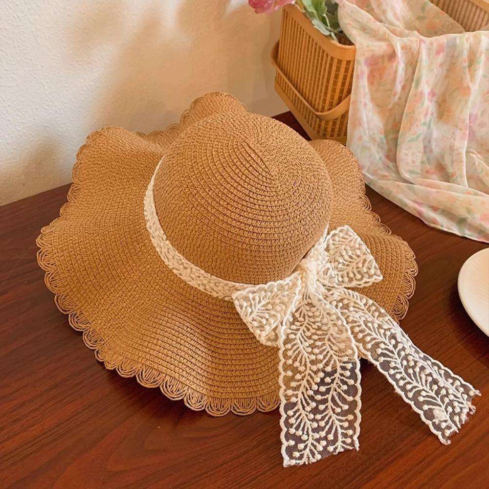 Дышащая шляпа-ведро с большими полями, пляжная кепка, милая соломенная шляпа для женщин