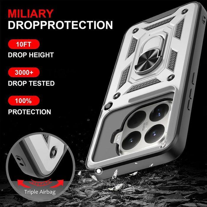 Hard Case - E.F.CONNECTION - for Xiaomi 15T Pro - with Ring and Camera Protection - Silver - 2 Glasses