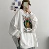 Plus Size Women Spring Autumn Korean Style Hoodie Loose Casual Hooded Sweatshirts Oversized Printed Tops
