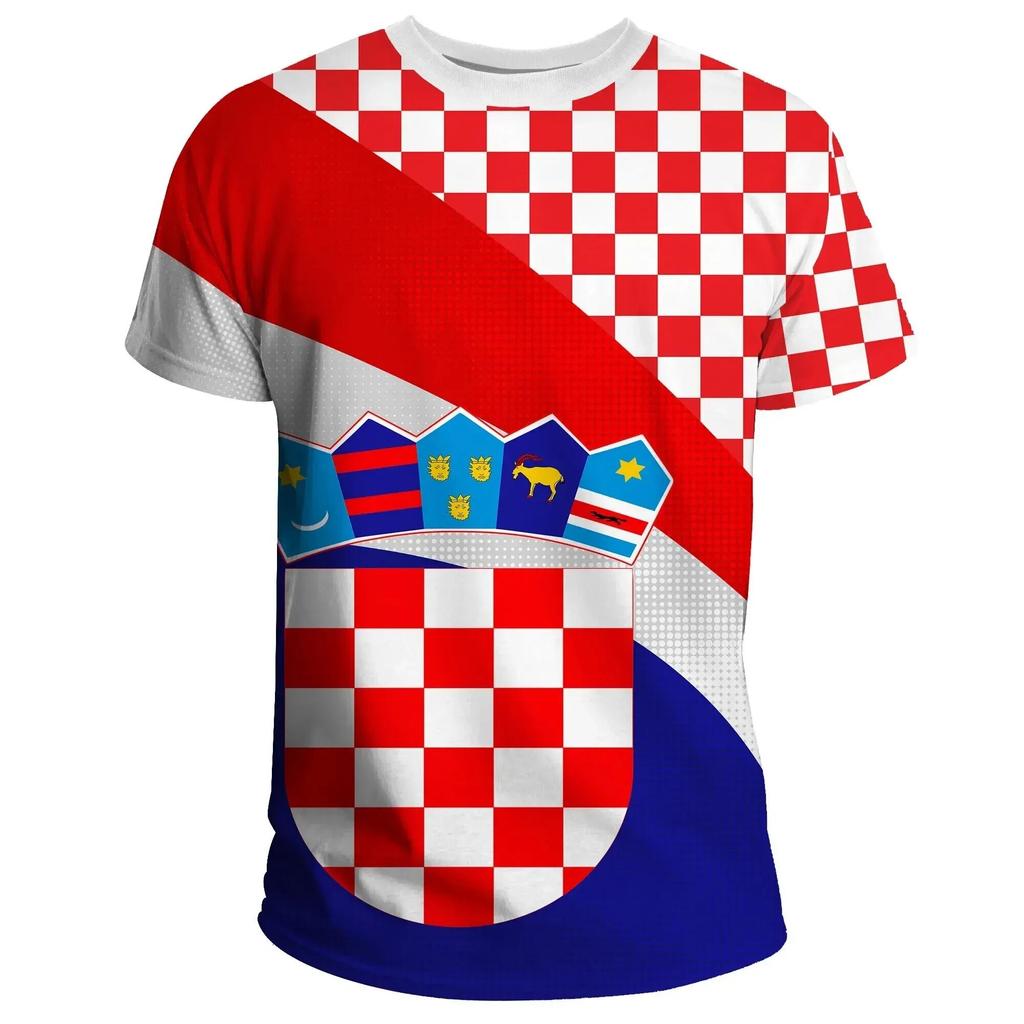 Croatian Flag Football Print 3D Summer Men Women Sports Fashion Quick Drying Casual Children Round Neck Short Sleeve T-shirt Top… More