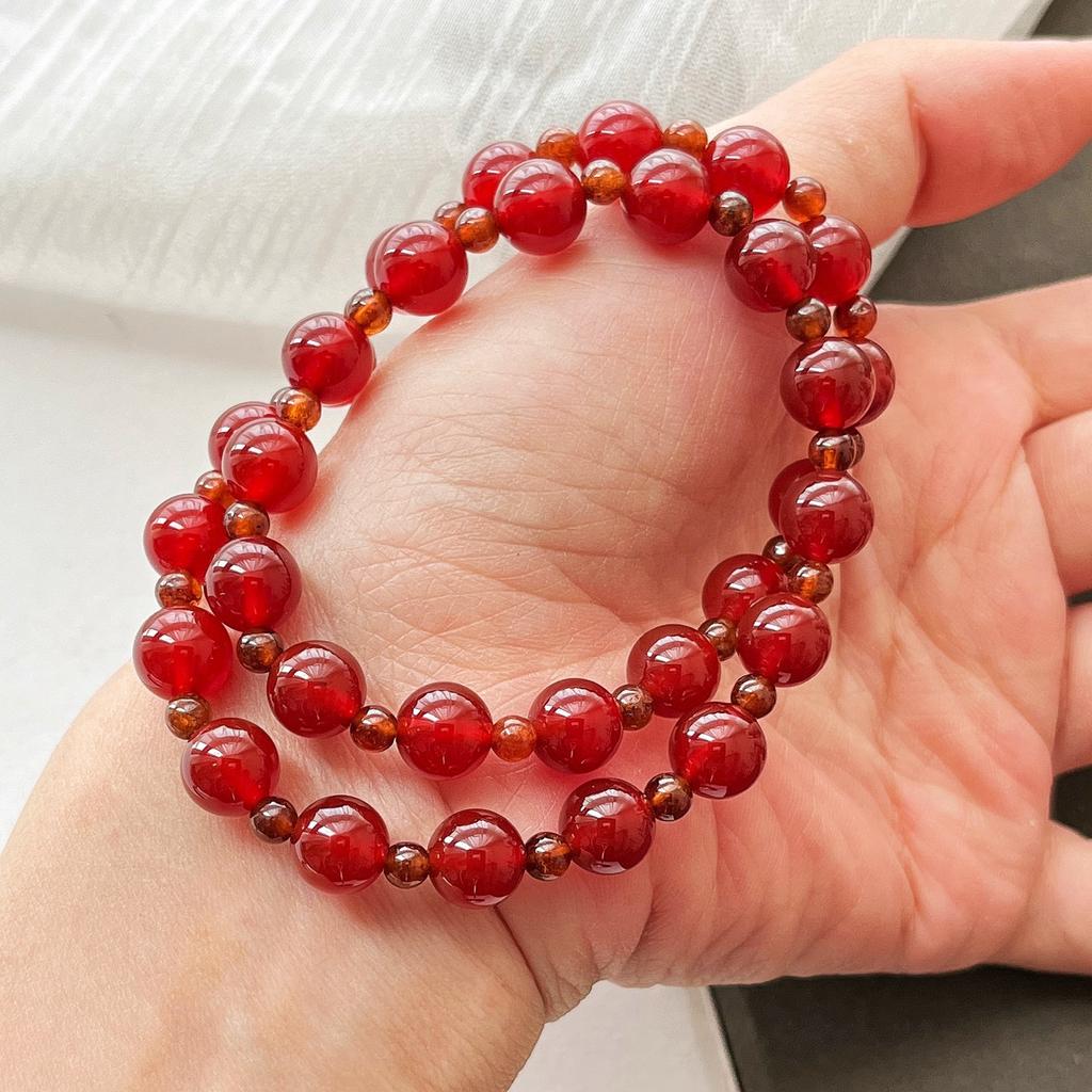 Браслет из граната и сердолика 7A высокого качества, многорядный