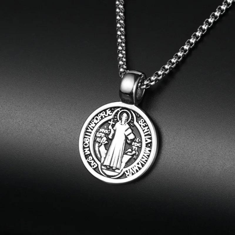 Нержавеющая сталь Saint St. Ожерелье с воротником Бенедикта Сан-Бенито для мужчин и женщин, подвеска с духовной Девой Марией для мужчин