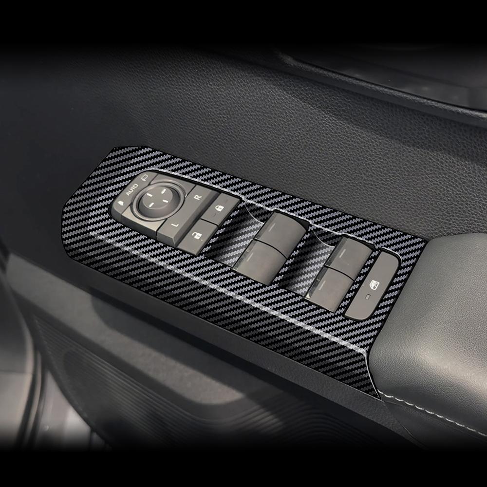 Carbon Car Door Handle Armrest Panel Window Lifting Switch Button Panel Decoration Frame Cover Strip For Toyota Hilux Travo 2026