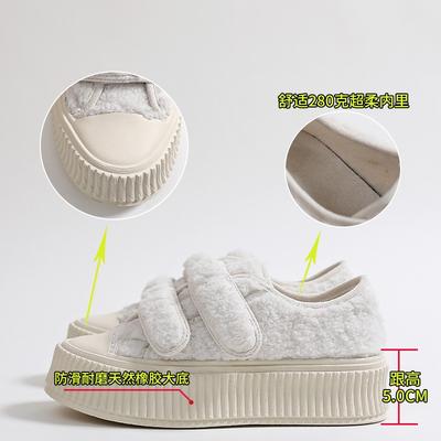 Флисовые маленькие белые туфли женские зимние новые женские туфли на платформе, туфли-бисквиты, женские повседневные туфли на плоской подошве, женские туфли на липучке