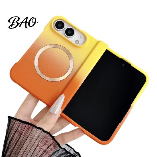 Scratch Resistant Lens Guard Case Magnetic for iPhone, Gradient Skin-like Protective Cover with Built-in Ring Phone Foldable Phones And Hinge