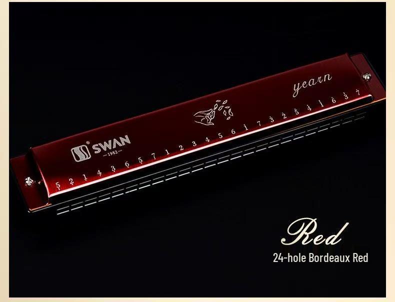 Swan 24-Hole Harmonica in C Key for Beginners and Students - Professional Performance Level Instrument