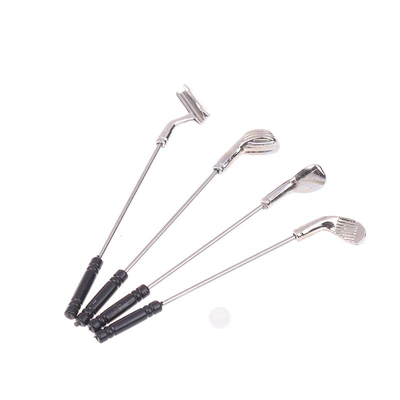 5 шт./набор мини-клюшек для гольфа, игрушки, ролевые игры, миниатюрная модель для гольфа с 4 клюшками и 1 мячом 1:Игрушка для гольфа в кукольном домике 12 масштаба