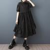 Short Sleeve Plus Size Cotton Mesh Vintage New In Dresses for Women Casual Loose Long Summer Shirt Dress