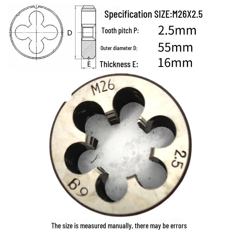 Круглая плашкодержатель M24-M26 x 0.5-3 мм, Прямое/Обратное, Правая/Левая резьба