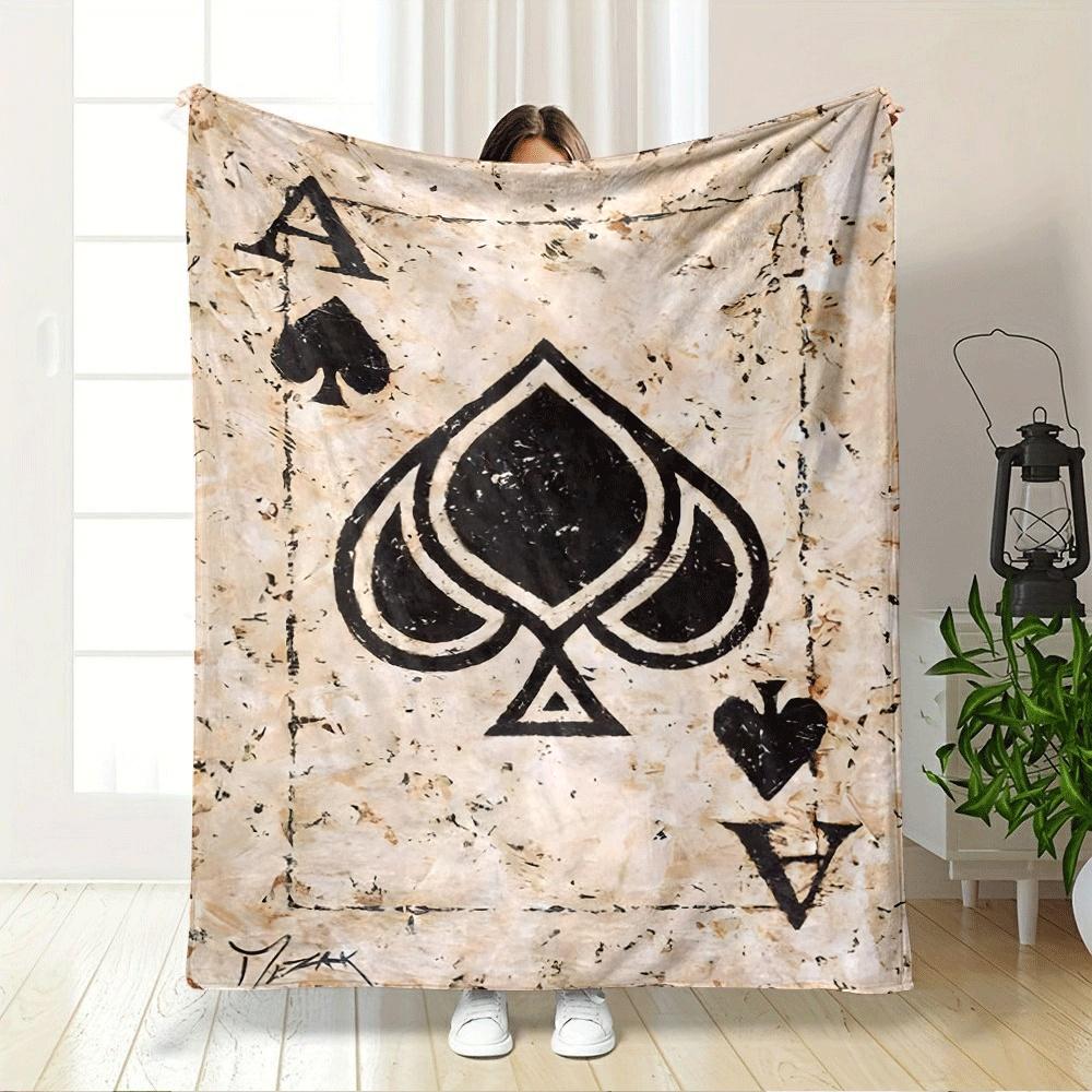 An artistic depiction of the ace of spades card with abstract details. for all seasons blanket lunch break throw gift