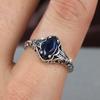 Marquise Cut Blue Sapphire Ring for Women Silver Jewelry Luxury Accessories Anniversary Gift